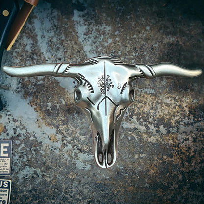 Bighorn Bison Skull Zinc Alloy Belt Buckle