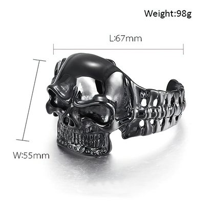 Biker Skull Stainless Steel Black Color Bracelet / Gothic Male Open Bracelets