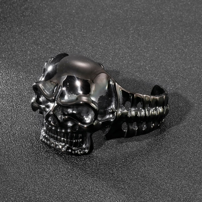 Biker Skull Stainless Steel Black Color Bracelet / Gothic Male Open Bracelets