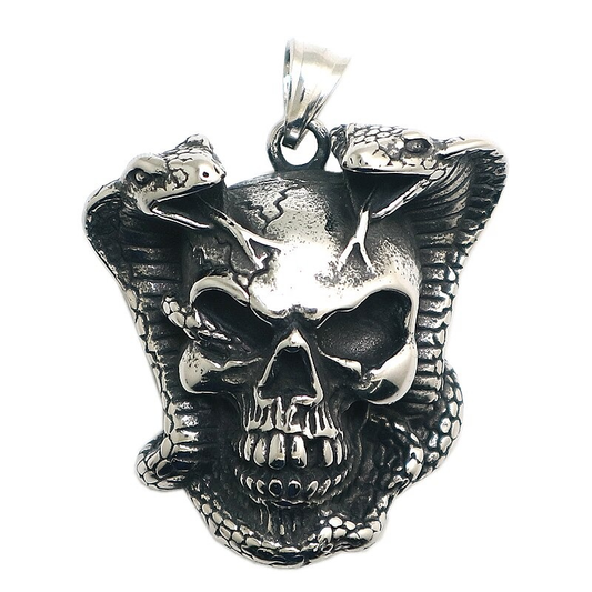 Biker Pendant Necklace With Devil Skull Skeleton / Punk Pendant Stainless Steel / Popular Jewelry