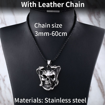 Biker Pendant Necklace With Devil Skull Skeleton / Punk Pendant Stainless Steel / Popular Jewelry