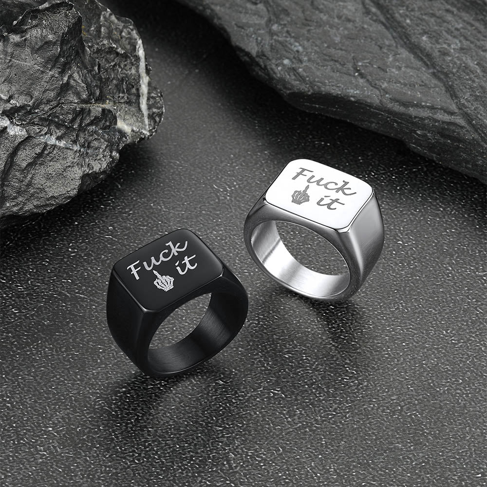 Stainless Steel Biker Signet Ring for