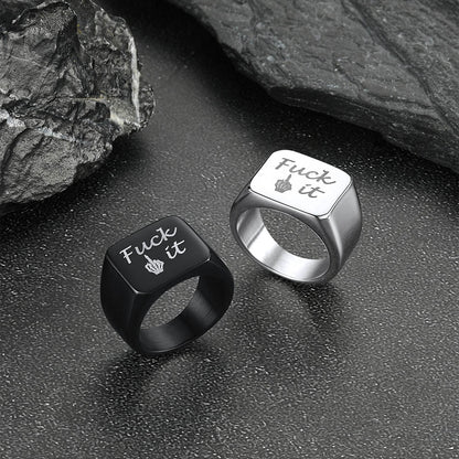 Stainless Steel Biker Signet Ring for