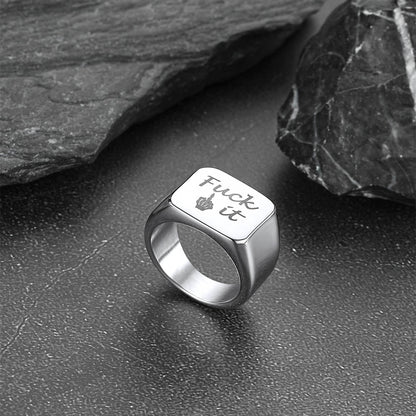 Stainless Steel Biker Signet Ring for