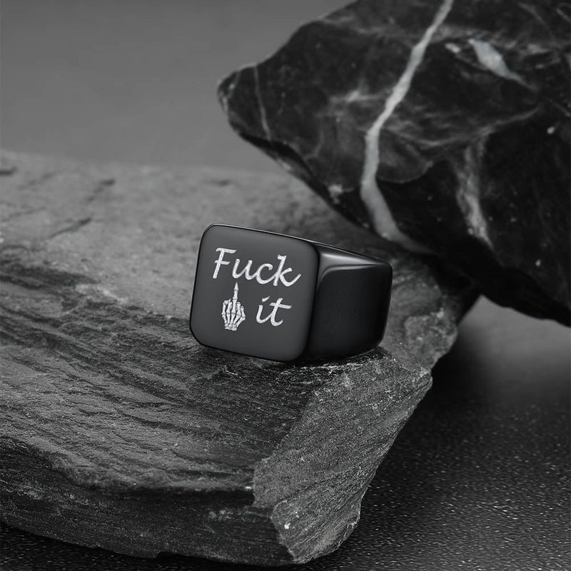 Stainless Steel Biker Signet Ring for
