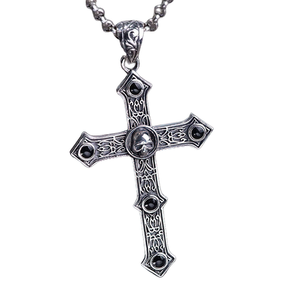 Biker 925 Sterling Silver Cross With Skull / Alternative Pendant