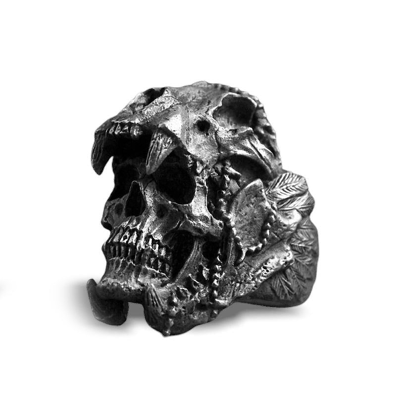 Biker Stainless Steel Rings in Rock Style / Indian Warrior Skull Jewelry