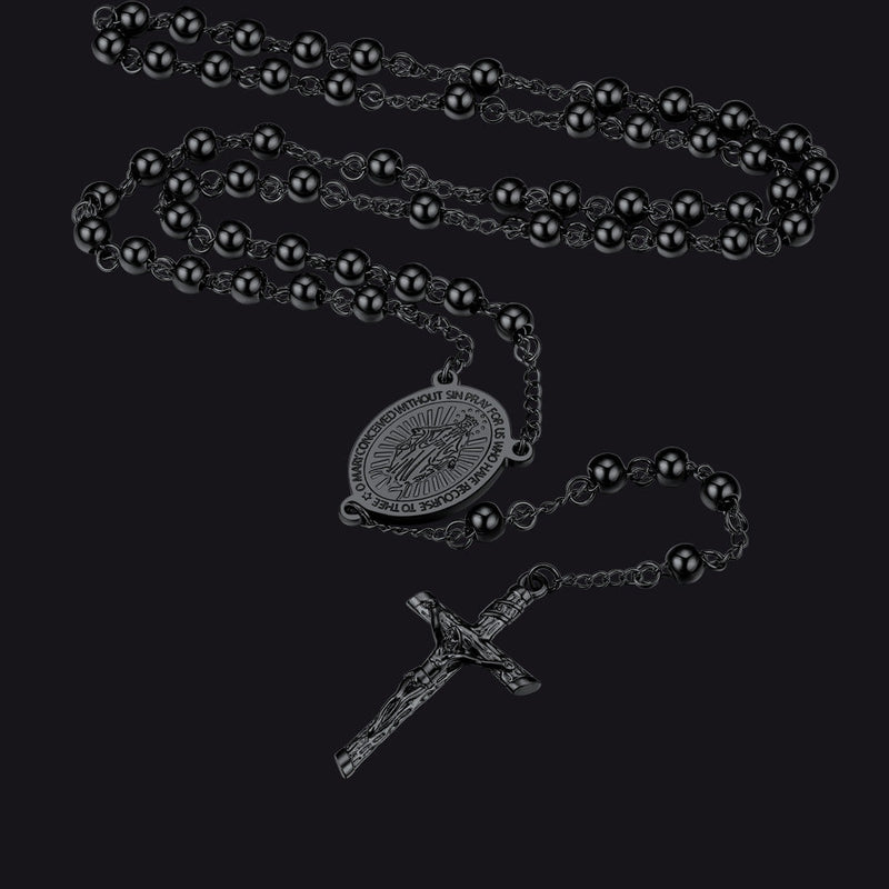 Catholic Virgin Mary Rosary Beads Cross Necklace Chain for
