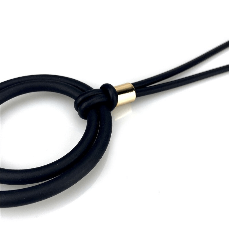 Black Round Pendant Necklaces With Alloy Beads / Accessories