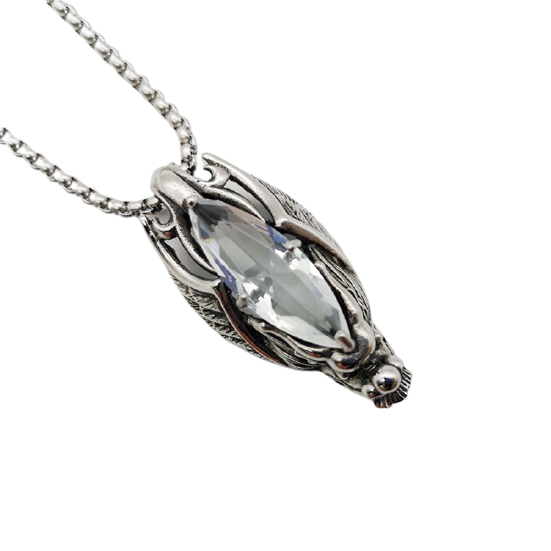 Black Stone Decorated Dragon Head Pendant Necklace / Stainless Steel Punk Jewelry