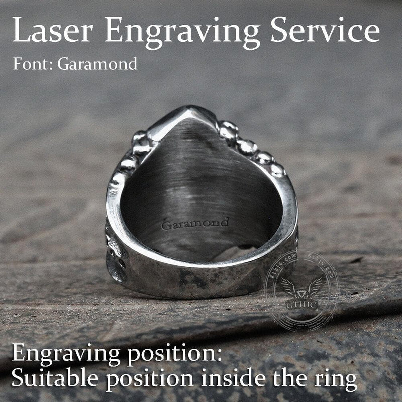 Black Agate Stainless Steel Punk Gothic Ring