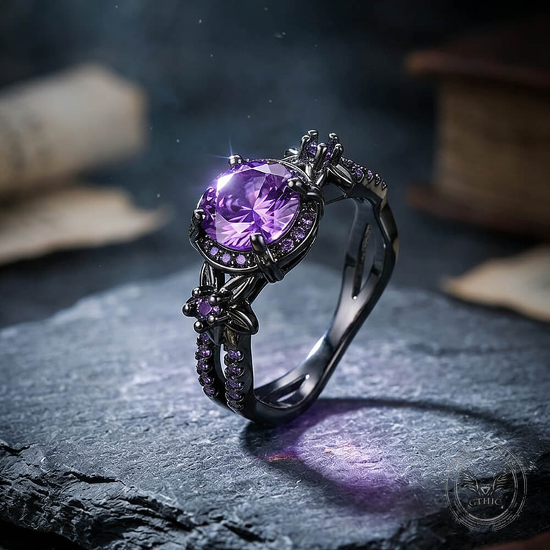Black Diamond-set Brass Engagement Ring