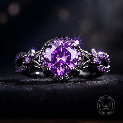Black Diamond-set Brass Engagement Ring