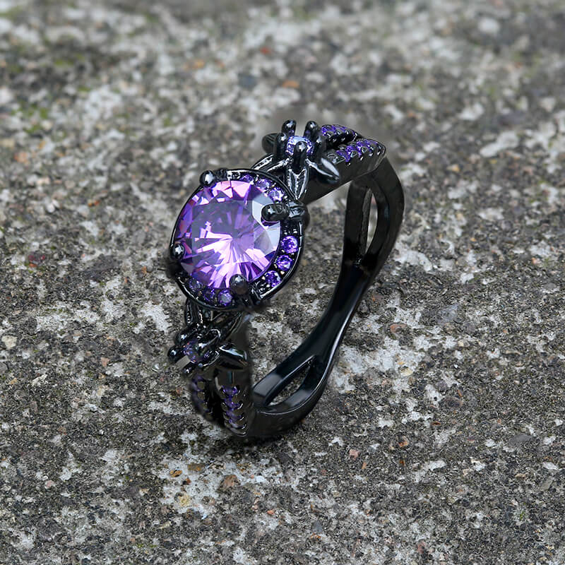 Black Diamond-set Brass Engagement Ring