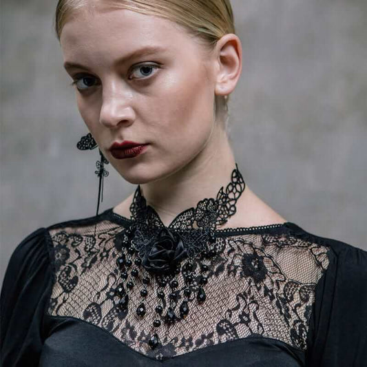 Black Rose Lace Gothic Choker