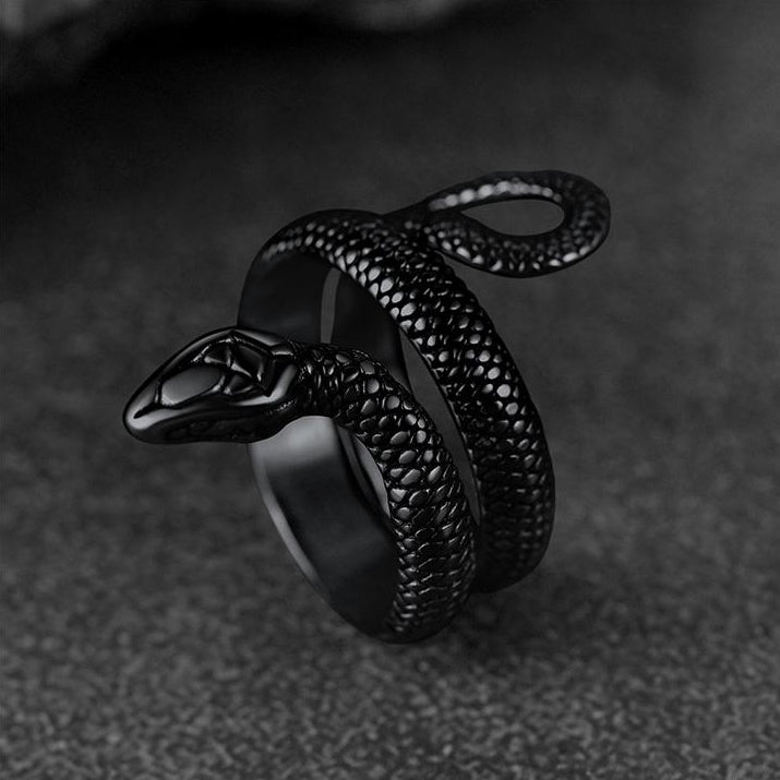 Punk Coiled Snake Stainless Steel Ring for