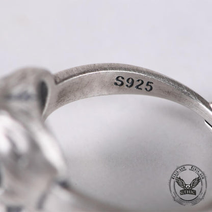 Blue Eye Cat Sterling Silver Open Ring