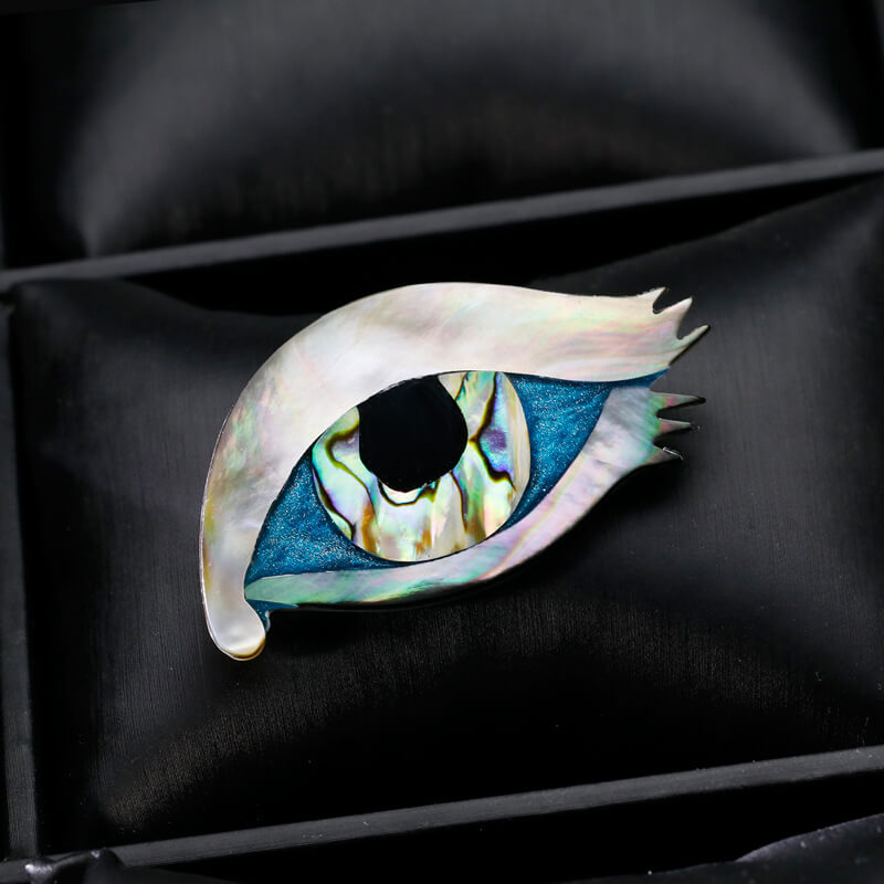Blue Eye Natural Shell Brooch