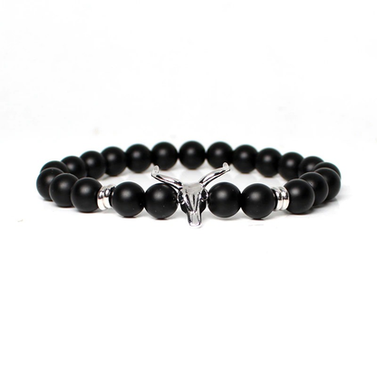 Bracelet With Black Cow of Stone and Beaded / Male Jewellery Pulseras