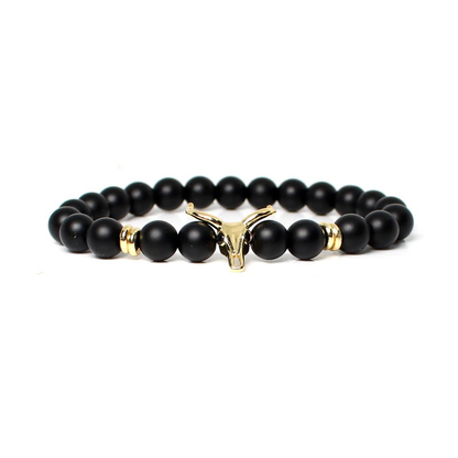 Bracelet With Black Cow of Stone and Beaded / Male Jewellery Pulseras