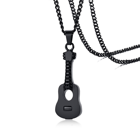 Brand Stainless Steel Necklace With Guitar Pendant / Storage Bottle Urn Ash Openable / Jewelry