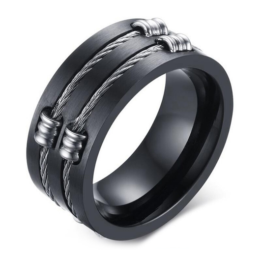 Brushed 316l Stainless Steel Rings With Cable Wire / and Alternative Jewelry