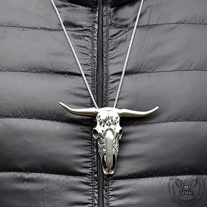 Bull Head Multi Tool Damascus Necklace