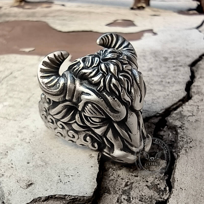 Bull Head Sterling Silver Animal Ring