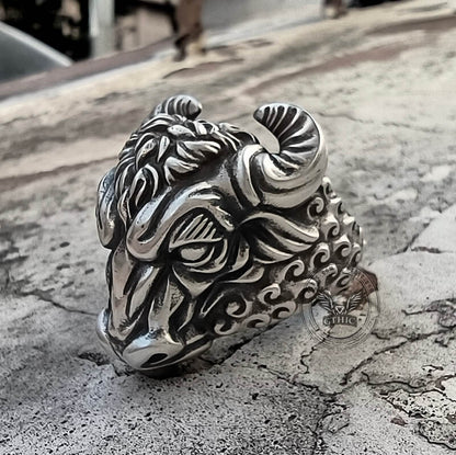 Bull Head Sterling Silver Animal Ring