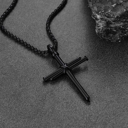 Christian Nail Cross Pendant Necklace for