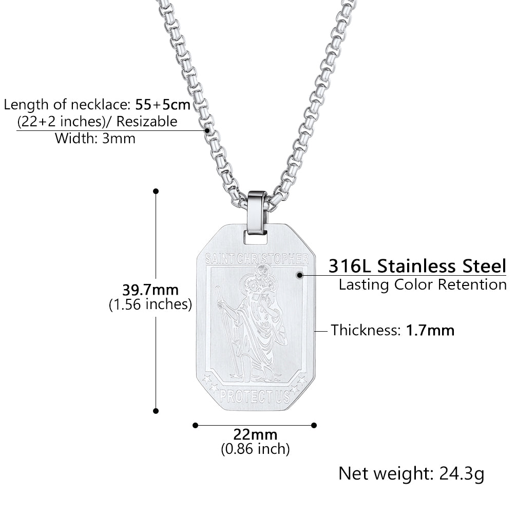 St. Christopher Dog Tag Necklace for