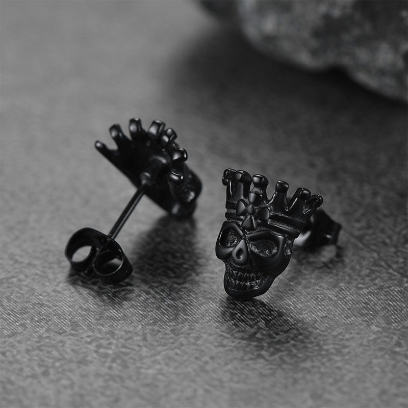 Punk Crown Skull Stud Earrings for Halloween Gift