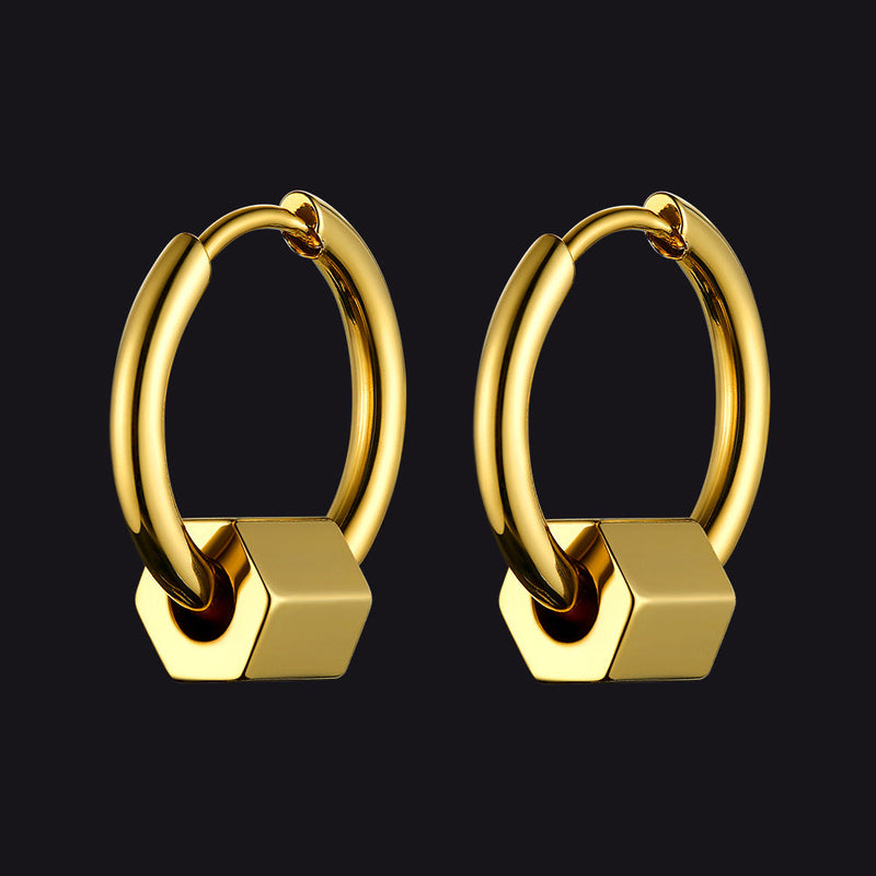 Flash Punk Hexagon Piercing Hoop Earrings for