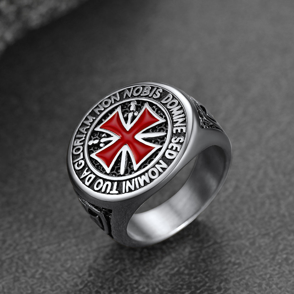 Red Knights Templar Cross Ring for