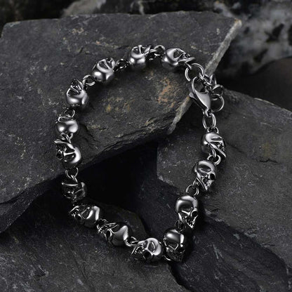 Gothic Linked Chain Skull Bracelet for