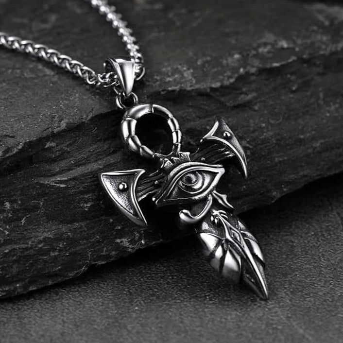Egyptian Ankh Cross Necklace With Eye of Horus for