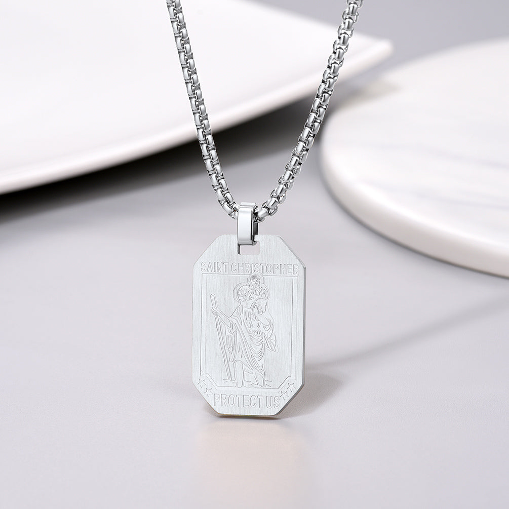 St. Christopher Dog Tag Necklace for