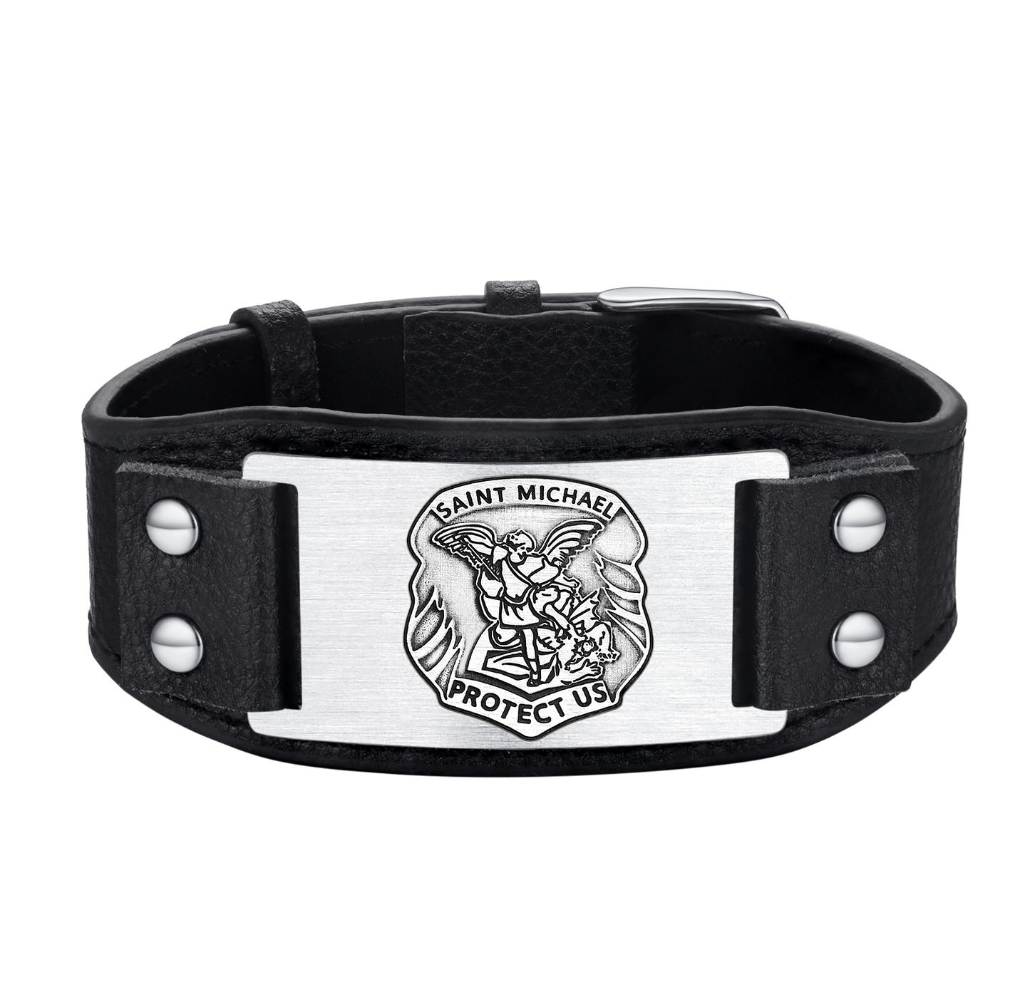 Saint Michael Leather Bracelet Wristband Gift for