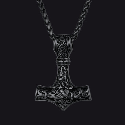 Norse Viking Thor's Hammer Necklace Mjolnir Pendant for