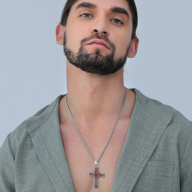 Knights Templar Celtic Cross Pendant Necklace for