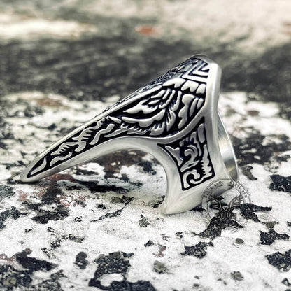 Carve Patterns Sterling Silver Archer Ring