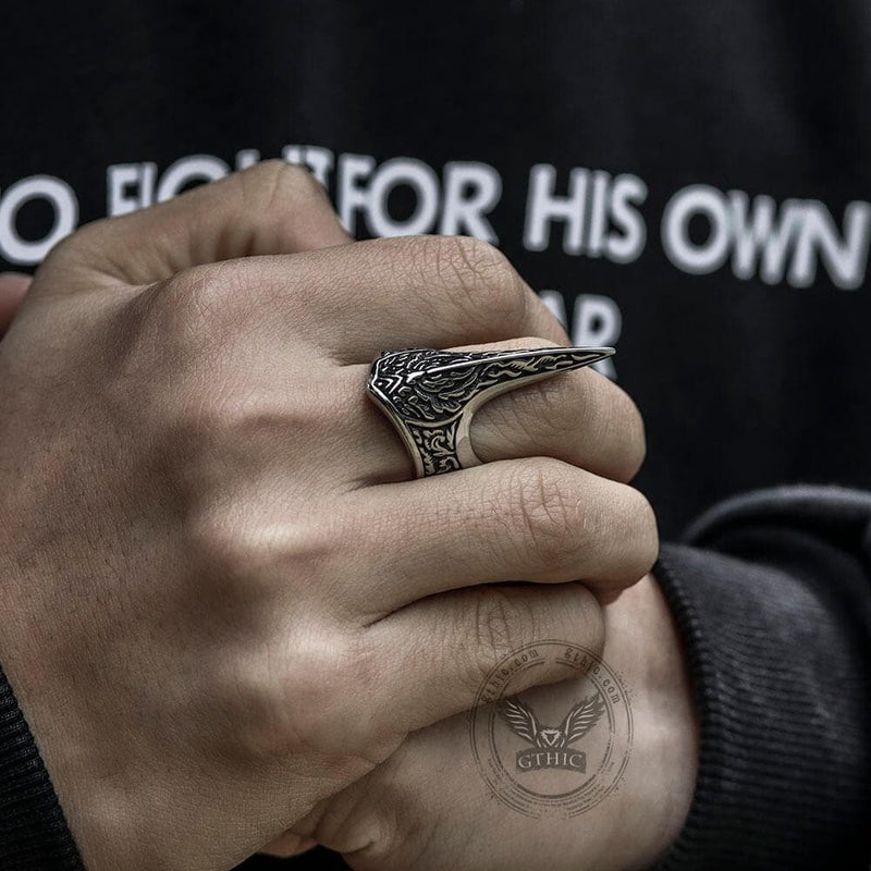 Carve Patterns Sterling Silver Archer Ring