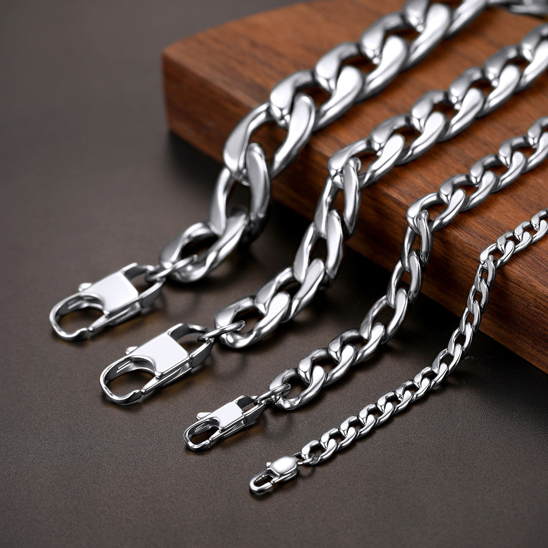 Sturdy Cuban Link Chain Necklace Lobster Clasp for