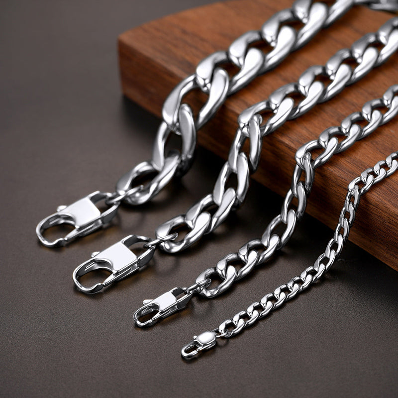 Sturdy Cuban Link Chain Necklace Lobster Clasp for