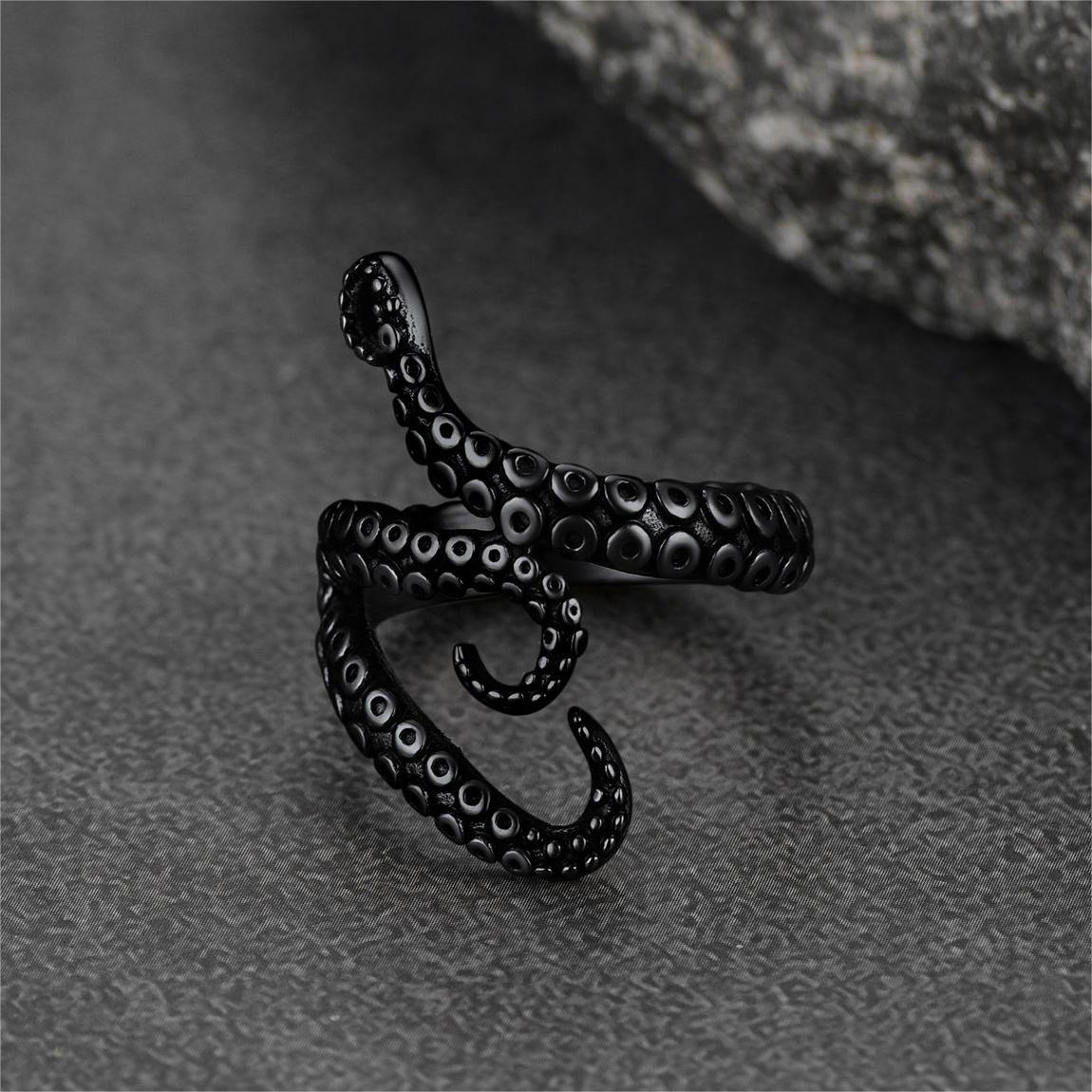 Biker Punk Three Octopus Tentacle Ring for