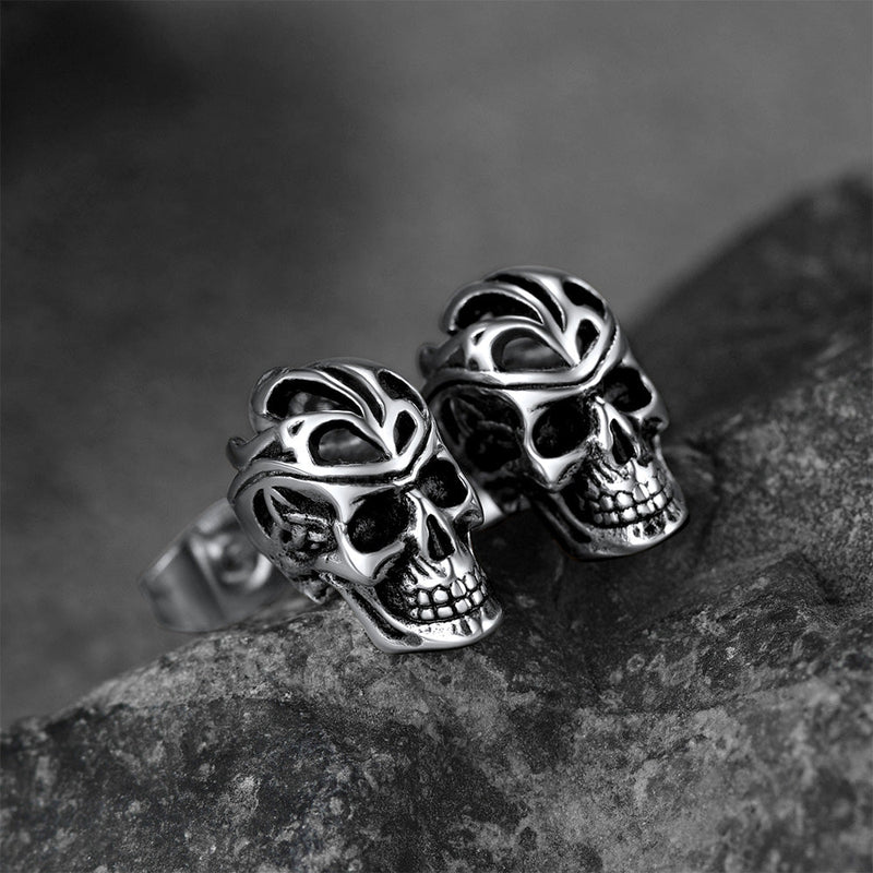Gothic Celtic Knot Skull Stud Earrings for