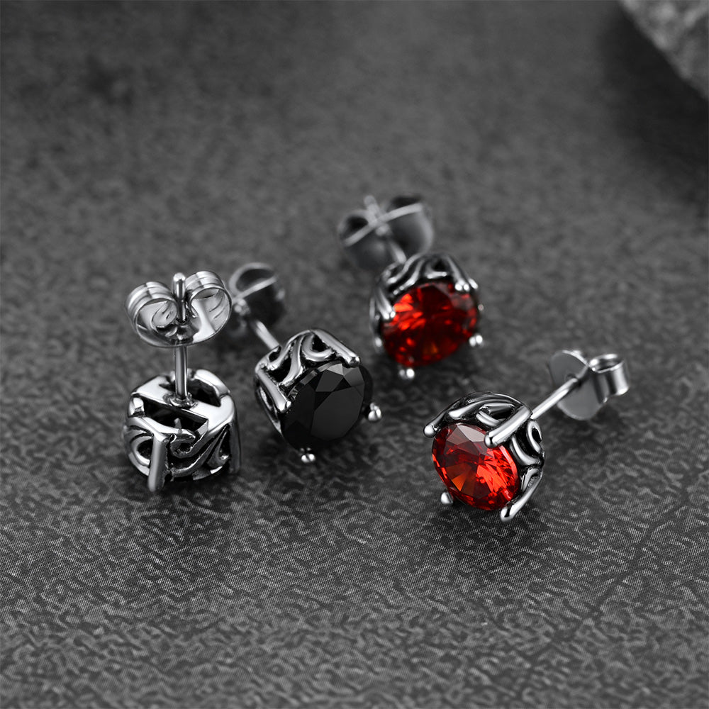 Celtic Ruby Stud Earrings for in Stainless Steel