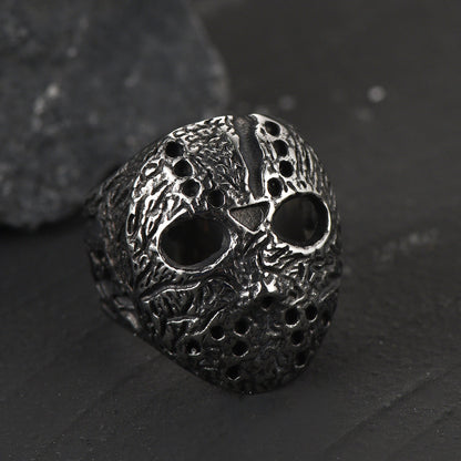 Gothic Jason Voorhees Mask Ring for