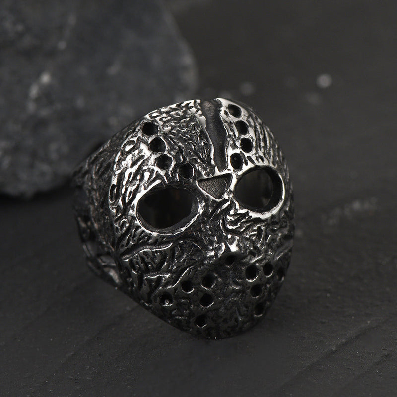 Gothic Jason Voorhees Mask Ring for
