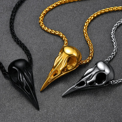 Viking Raven Skull Necklace for